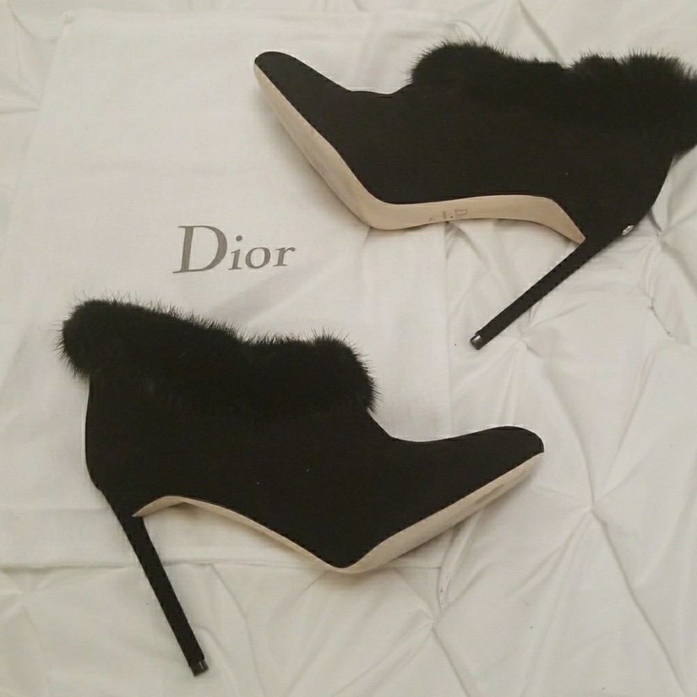 Christian Dior Fur and Suade Booties